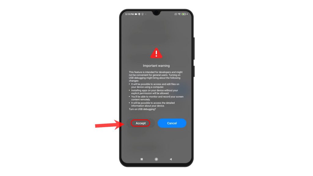 enable usb debugging redmi note8 accept