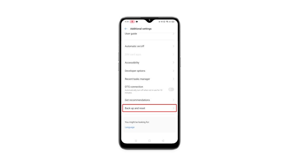 factory reset a realme 6i 4