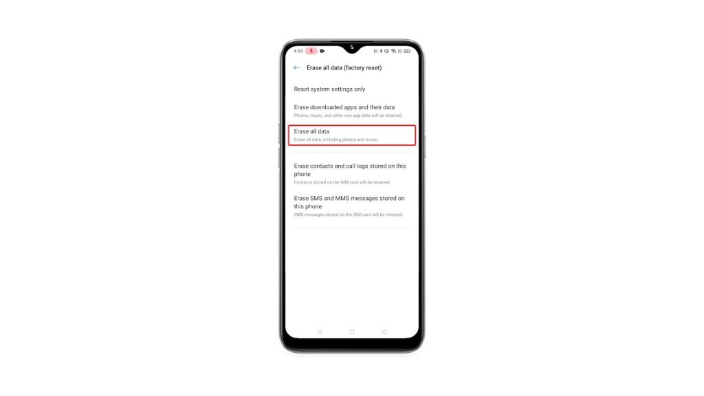 factory reset a realme 6i 6