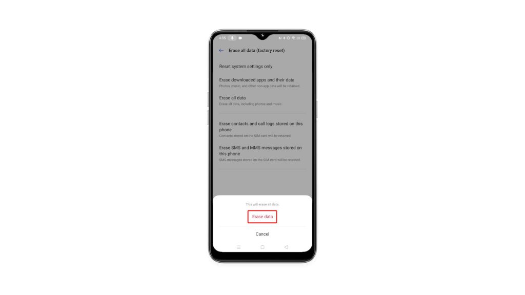 factory reset a realme 6i 7