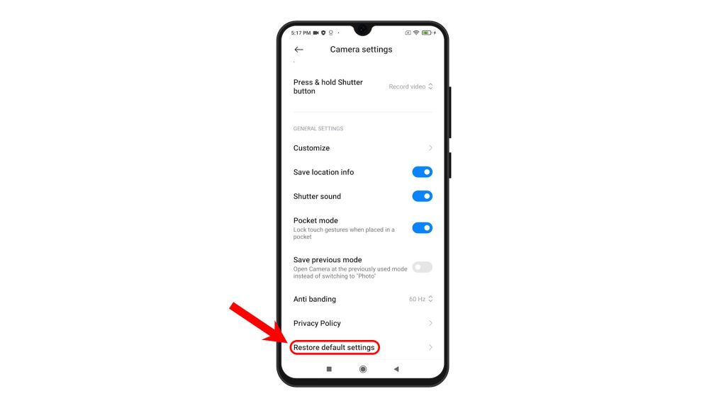 reset camera redmi note8 restoredefault