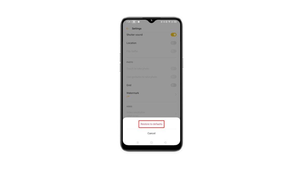 reset camera settings realme 6i 5