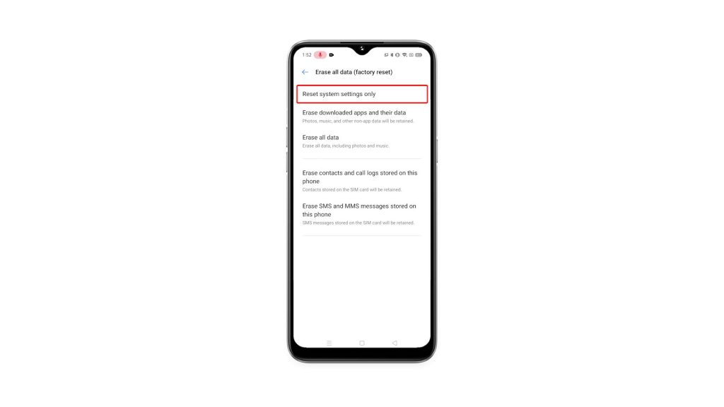 reset system settings realme 6i 5