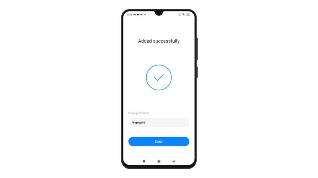 set up add fingerprint redmi note8 addedsuccess