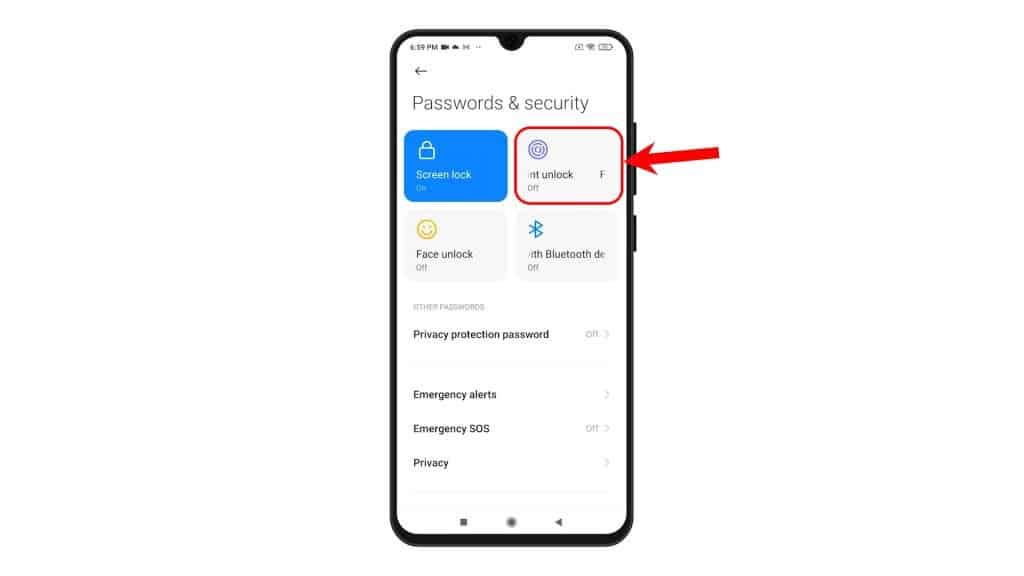 redmi 6 pro fingerprint setting