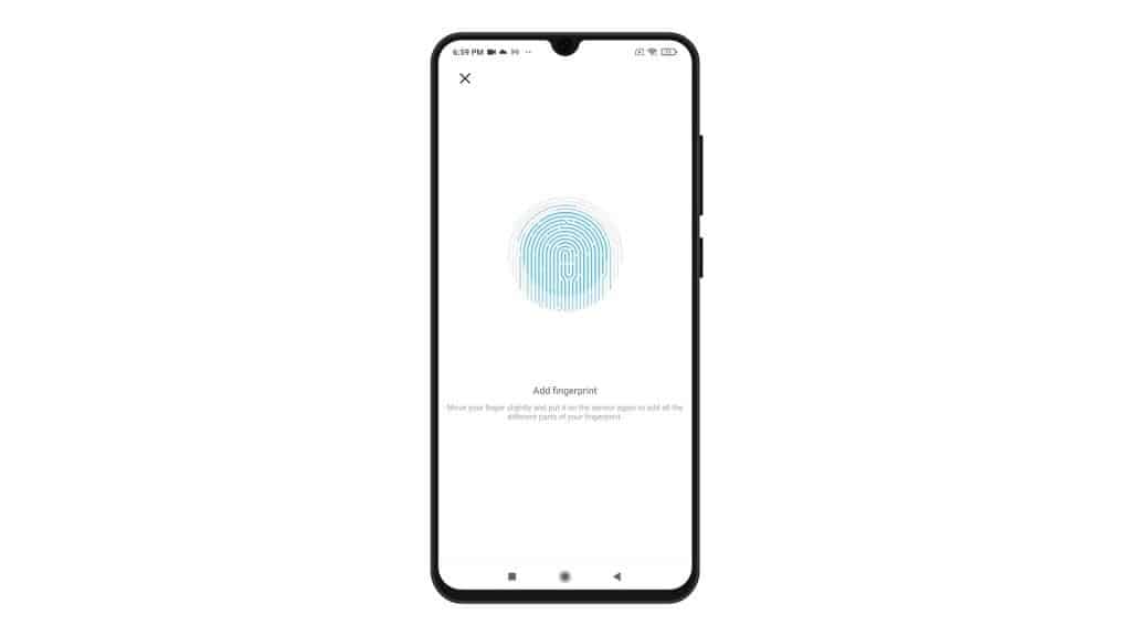 set up add fingerprint redmi note8 scanning