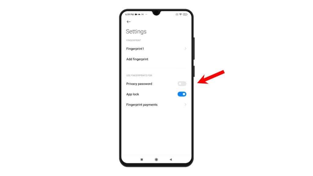 set up add fingerprint redmi note8 use