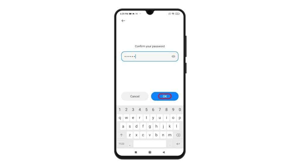 set up lockscreen password redmi note8 OK