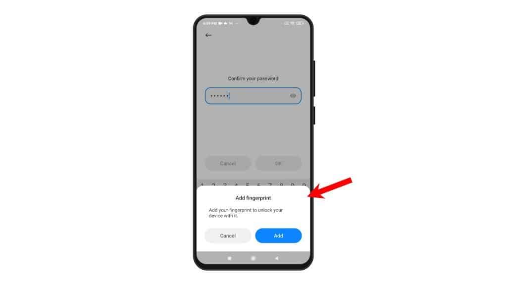 set up lockscreen password redmi note8 add