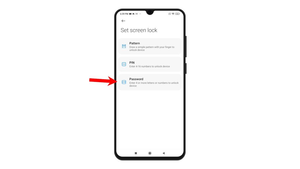 set up lockscreen password redmi note8 password