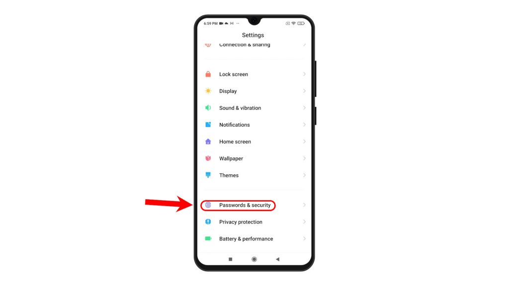set up lockscreen password redmi note8 pwsecurity
