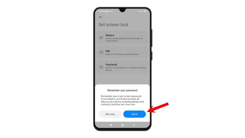 set up lockscreen password redmi note8 remember