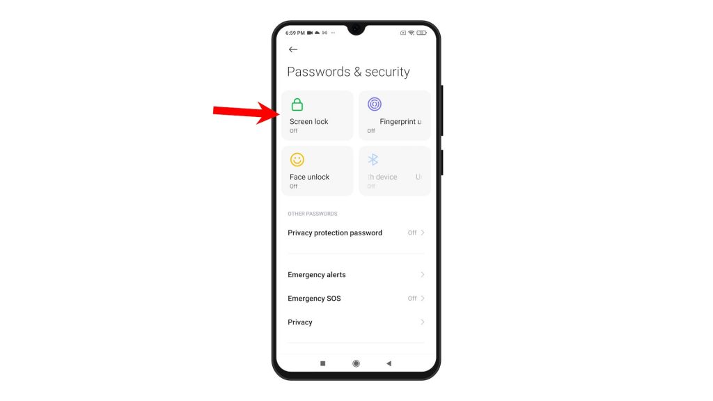 set up lockscreen password redmi note8 screenlock