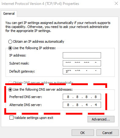 DNS settings