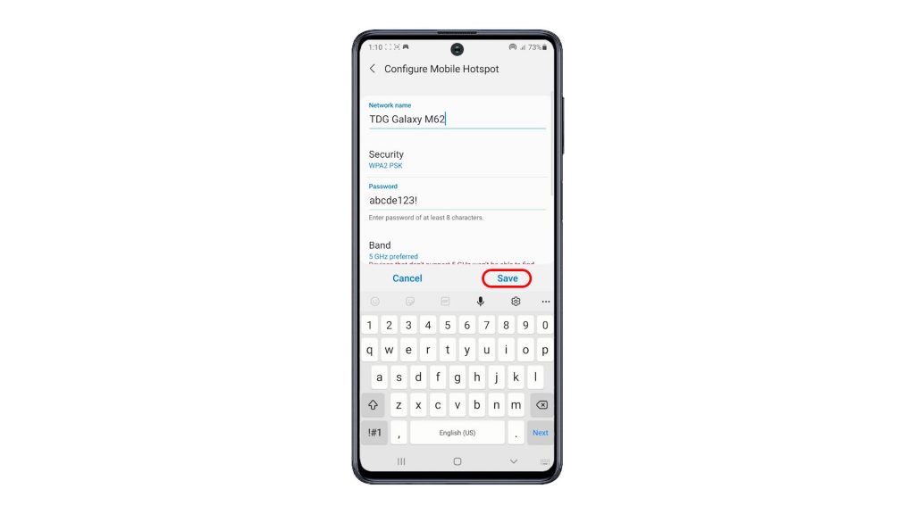 enable mobile hotspot galaxy m62 internet sharing save