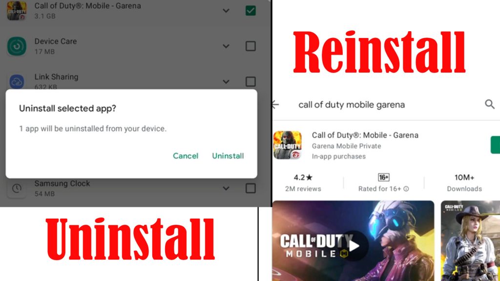 fix call of duty mobile wont launch uninstallreinstallapp