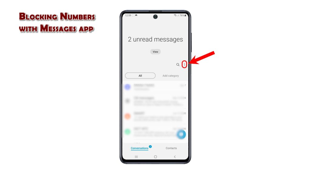 how to block number samsung galaxy m62 messagesdots