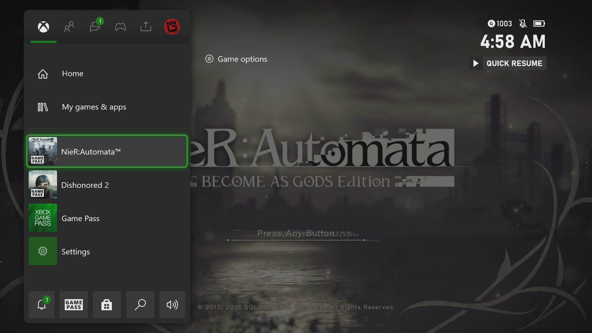 What to do when your Nier Automata Xbox game crashes