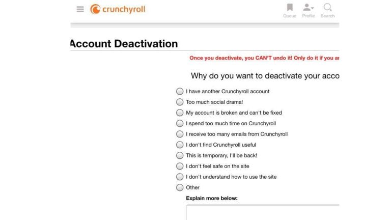 crunchyroll delete account