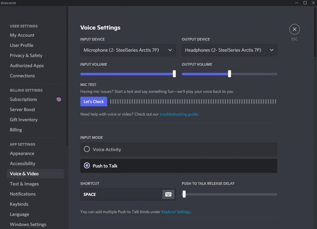 Discord default input output