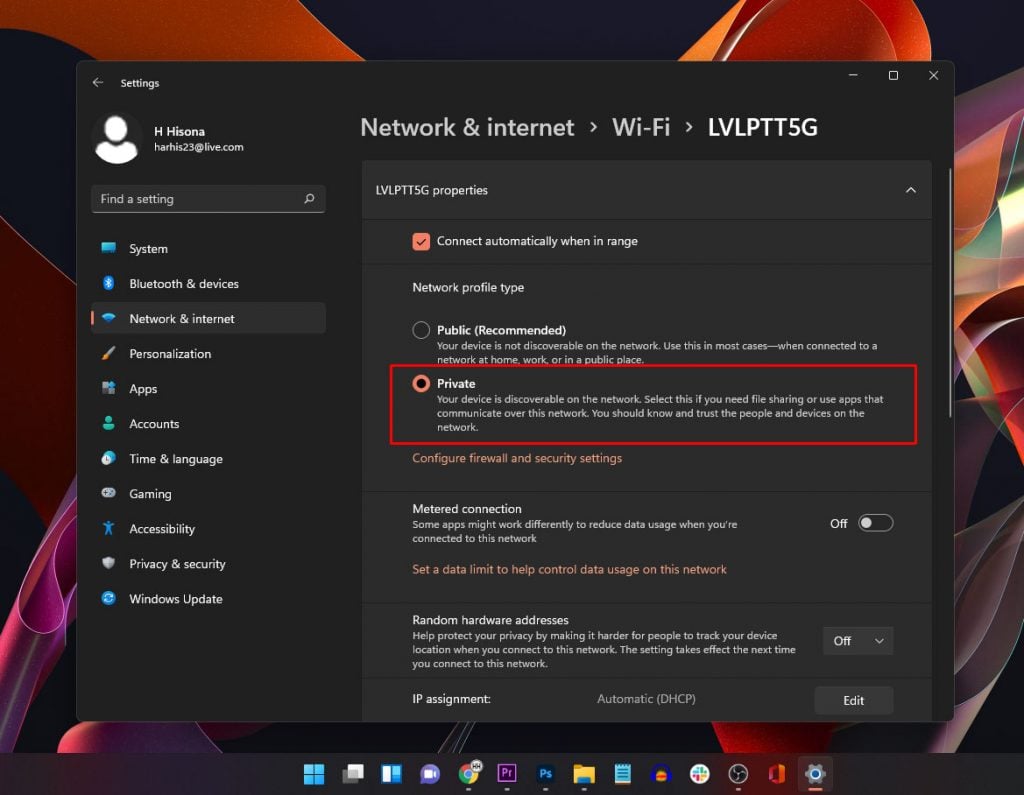 Change Windows 11 Network 1 1