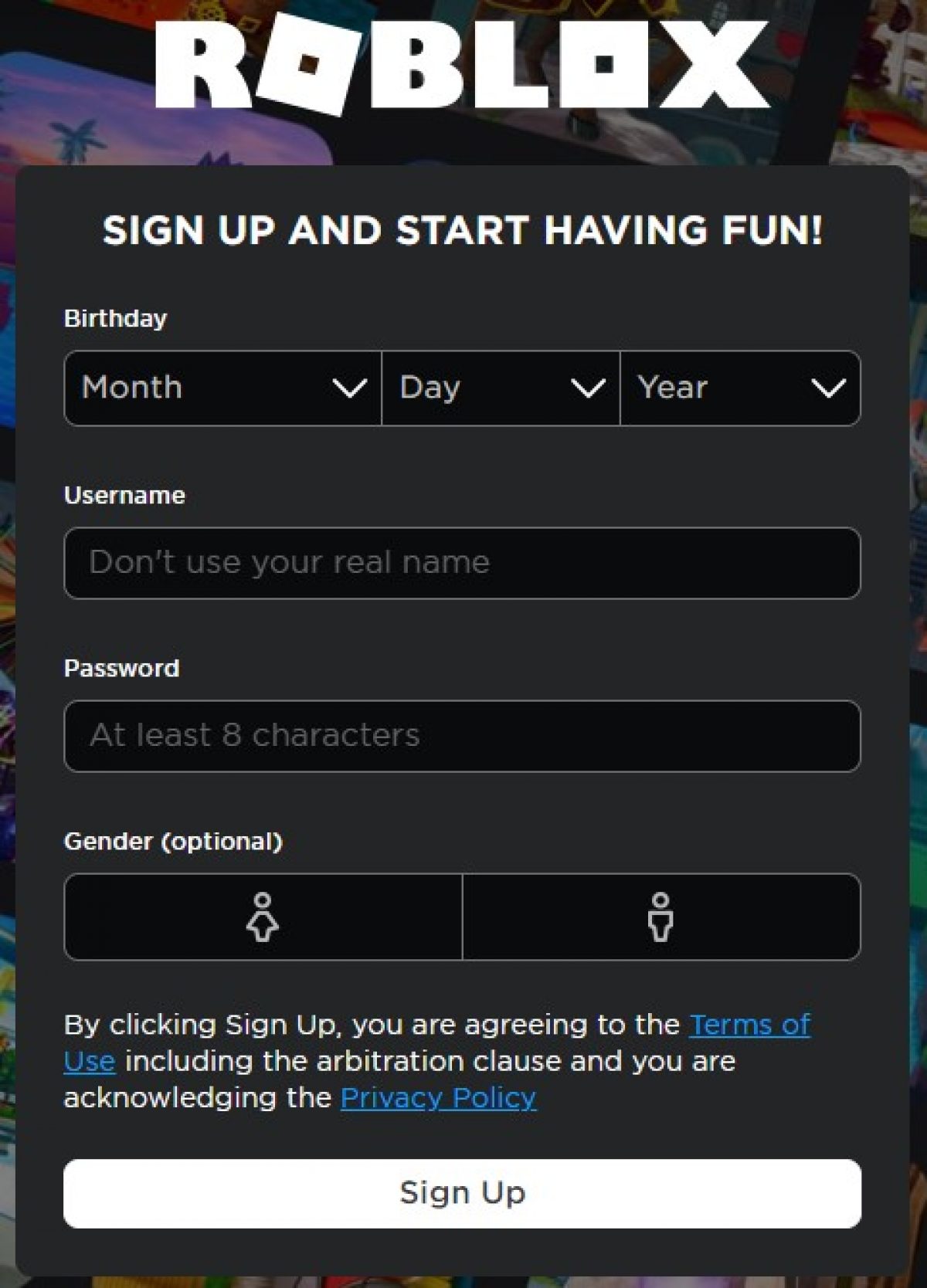 How to change my birthday on roblox