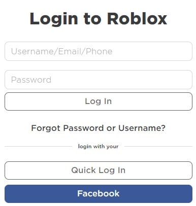 Roblox sign in page