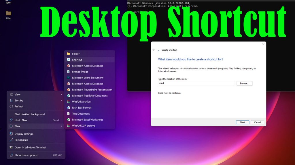 open win11 cmd desktop shortcut