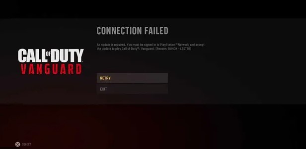 COD Vanguard connection failed error