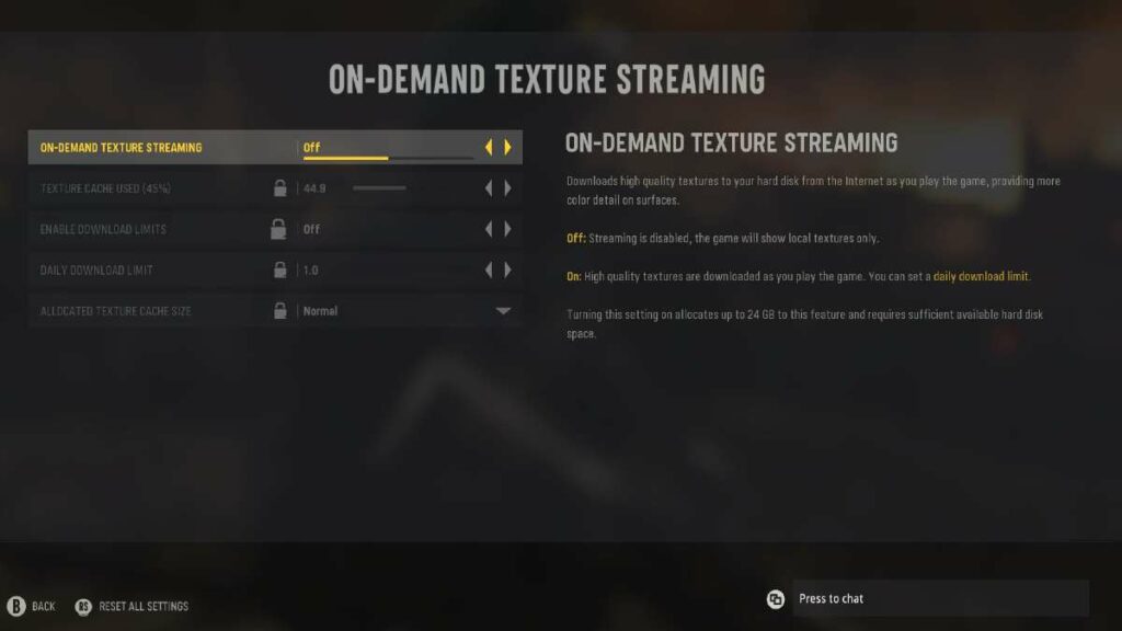 COD vanguard on demand texture streaming