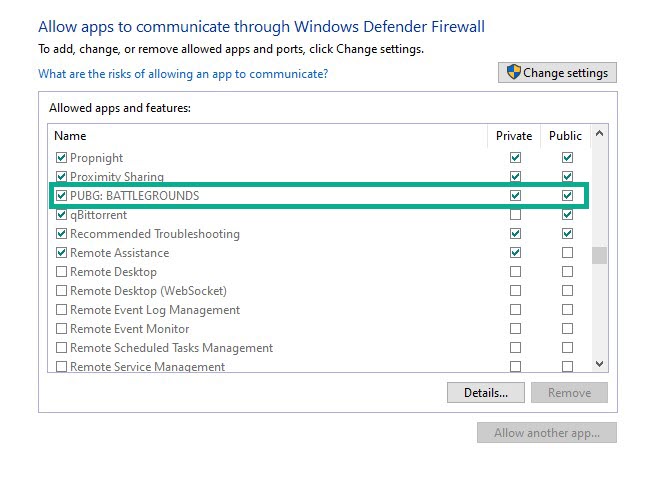 Fix 5: Add PUBG as an exception to Firewall