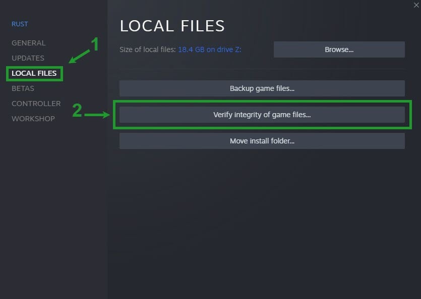 Click the "Local Files" tab and click the "Verify integrity of game files"