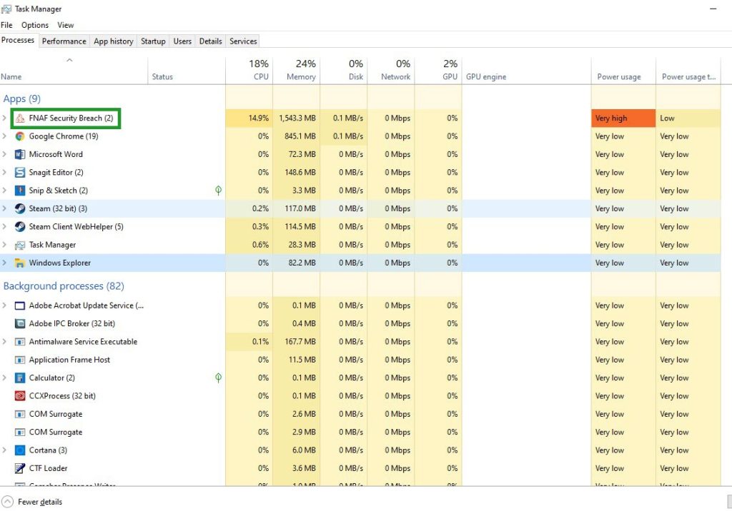 Fix 3 End task FNAF Security breach process on the Task Manager