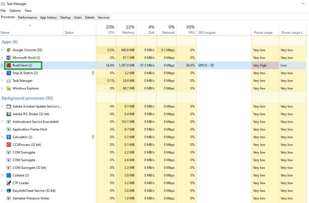 Fix #3 End task RUST process from the Task Manager