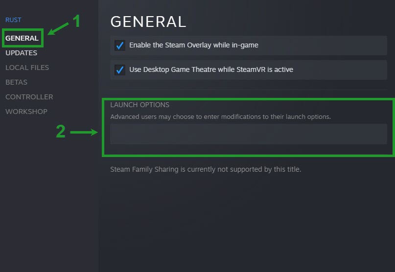 Go to the “General” tab and then click "Launch Options box"