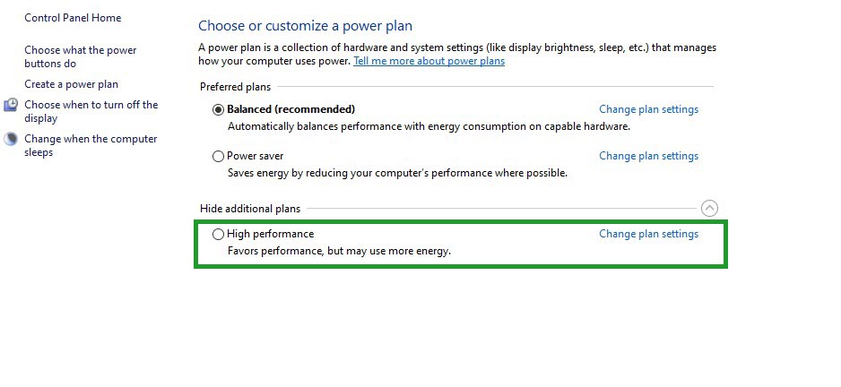 Method 6 High Performance in Power Option