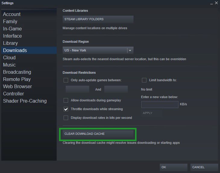 Method #9: Clear your Steam download cache