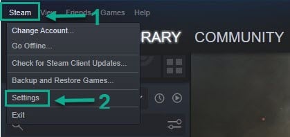 On your Steam launcher, click "Steam", then click "Settings"