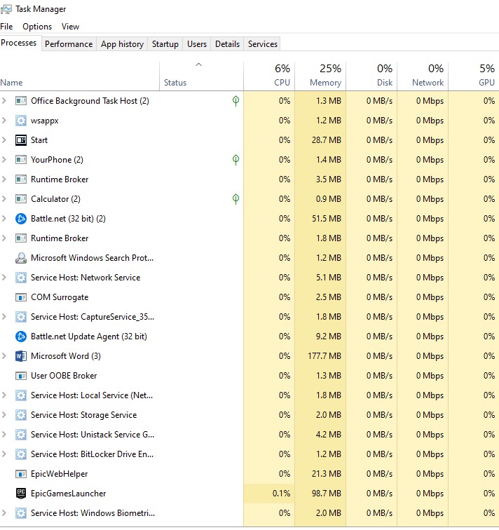 Press Ctrl + Shift + Esc to bring up the Task Manager