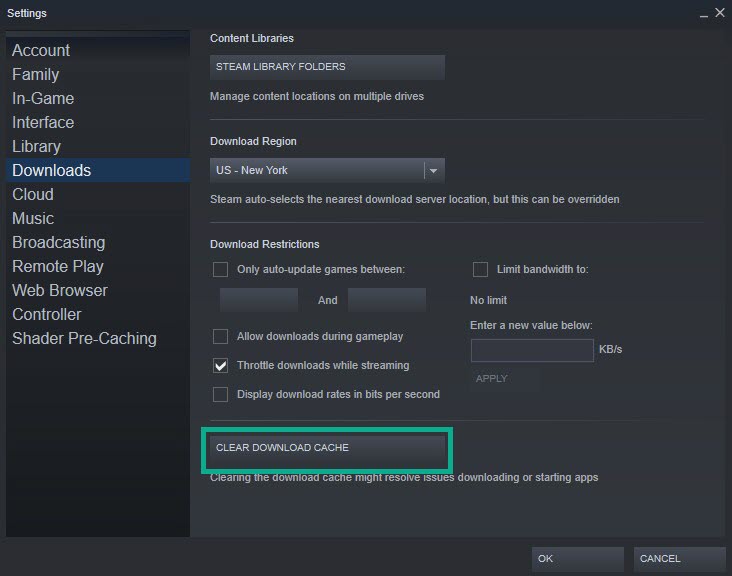 Solution 9: Clear Steam download cache