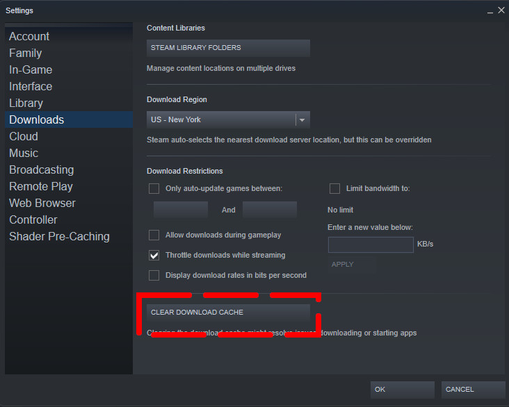 Steam Download cache