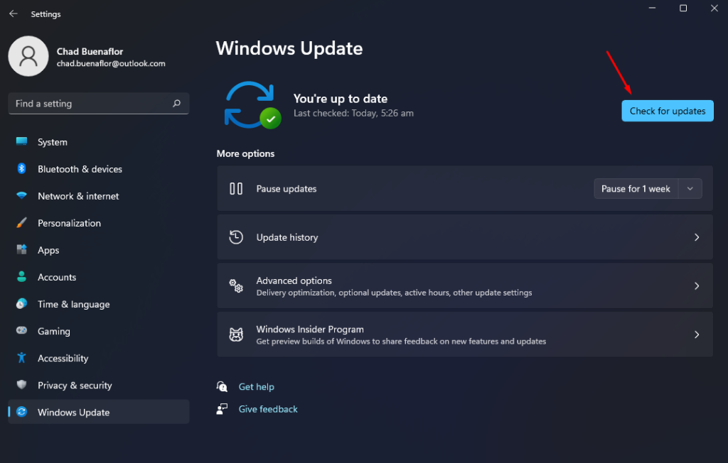 check for windows updates 1