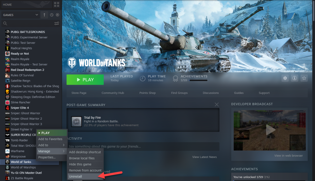 Reinstall World of Tanks