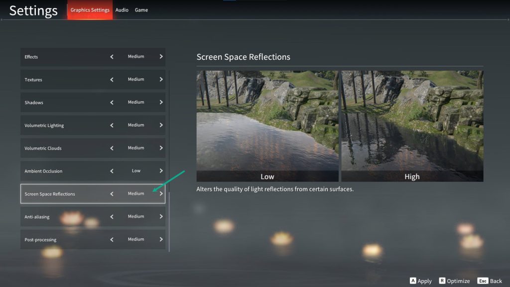 Adjust Screen Space Reflections.