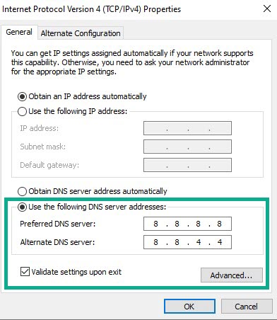 Fix 10: DNS settings