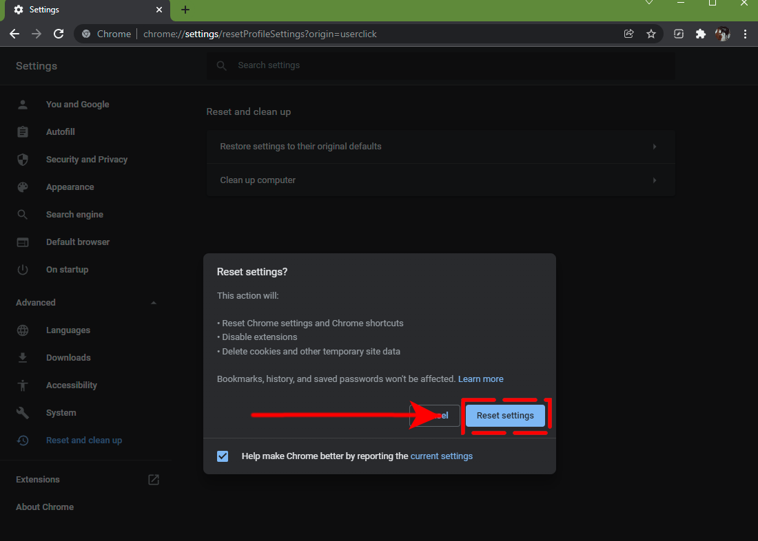 How To Restore (Reset) Google Chrome To Defaults In Windows 11