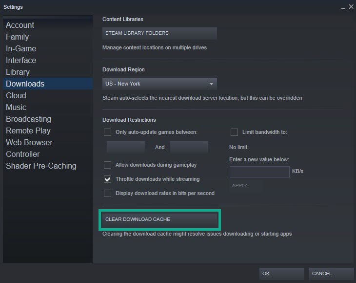 Method 7: Clear Steam Download Cache