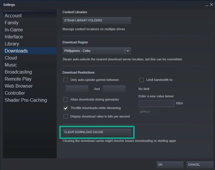 Method 5: Clear download game cache