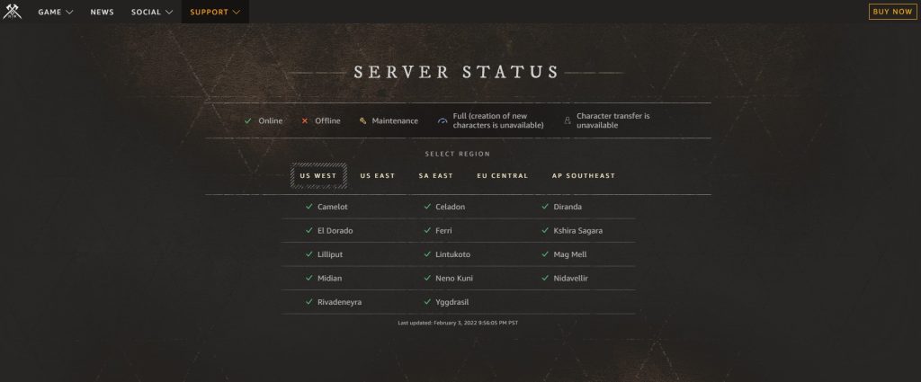 Fix 1: Check New World servers