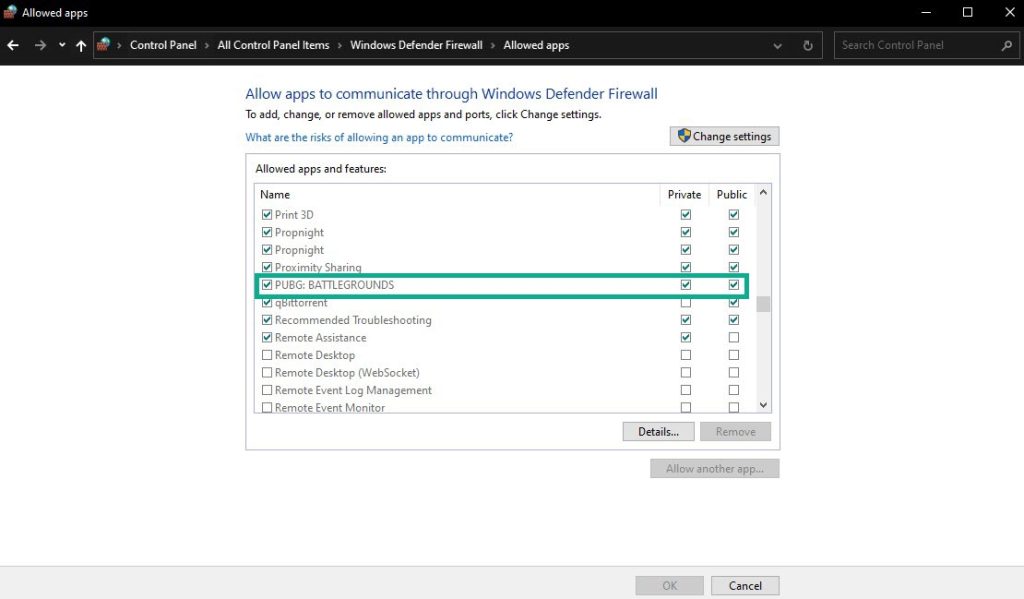 Solution 7: Add Playerunknown's Battlegrounds game in Windows firewall